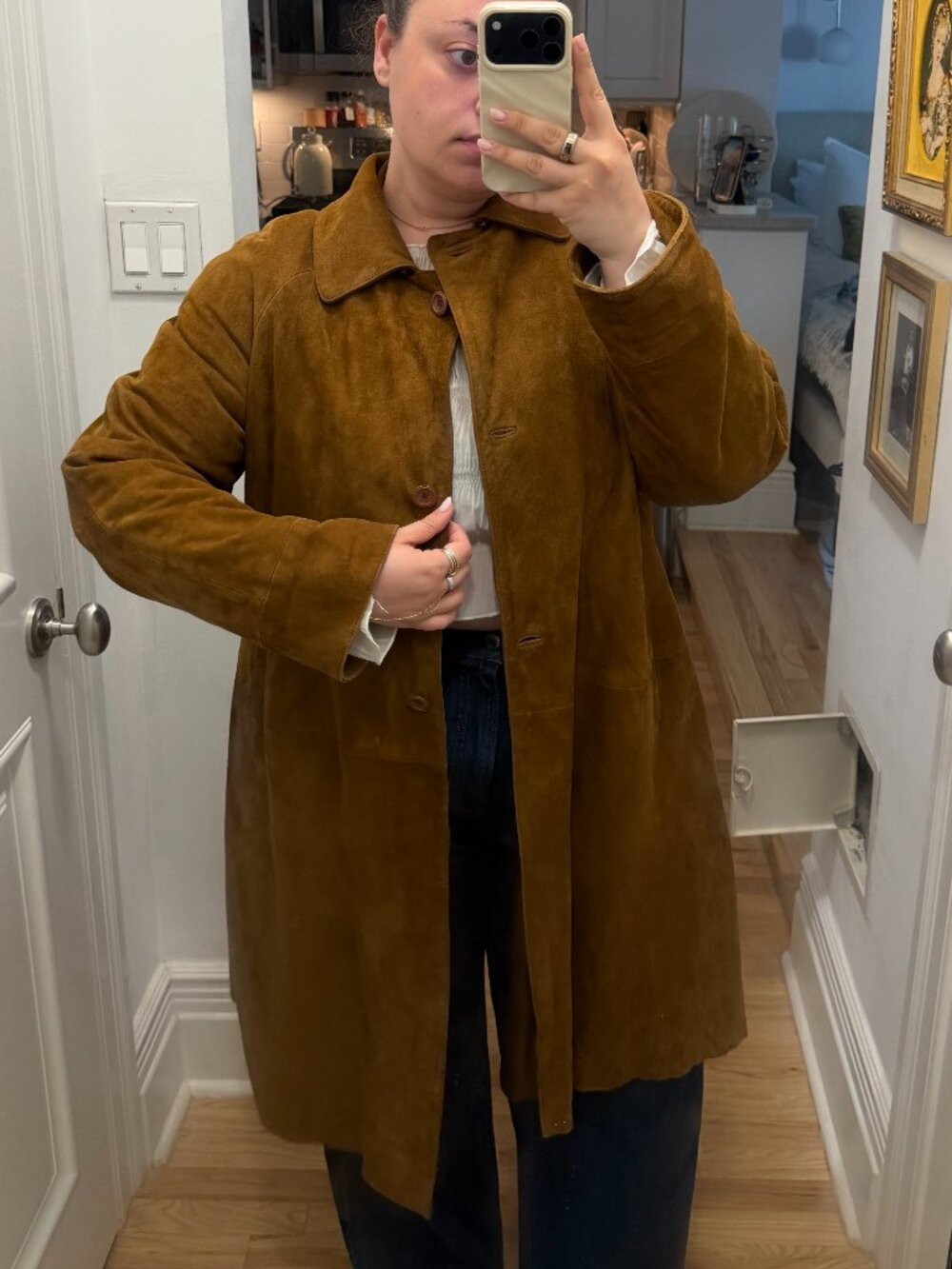 Vintage Italian Suede Leather Coat